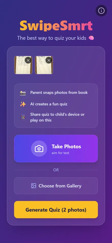 SwipeSmrt screenshot: two notebook pages added